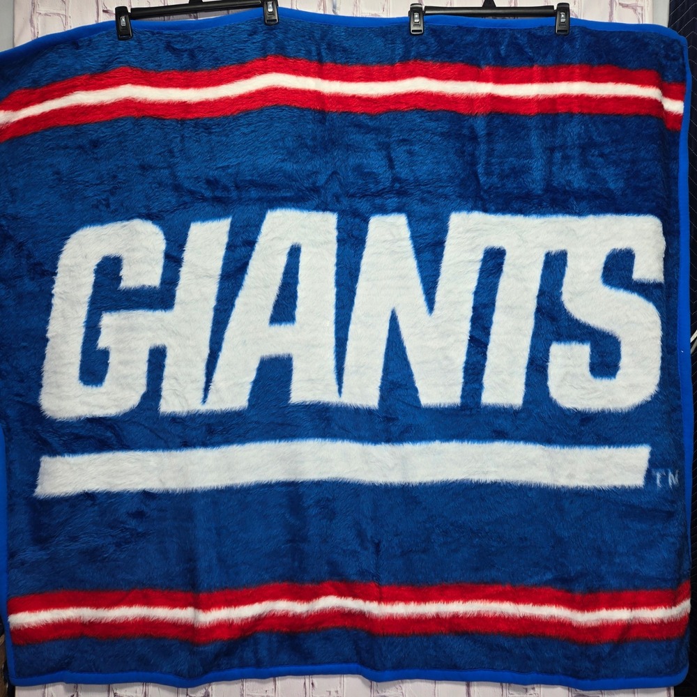 NFL New York Giants Plush Throw Blanket Blue Red White Fleece Fan Gear 60x51
